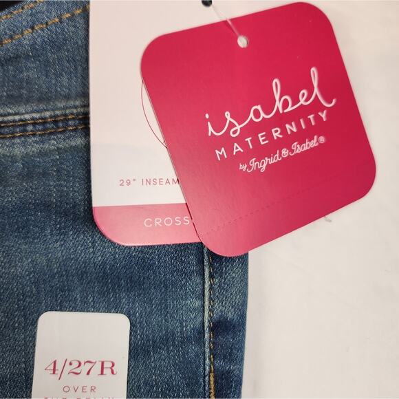New Isabel Maternity Jeans Skinny Crossover Panel Stretch Jegging Size 4 - Picture 2 of 8